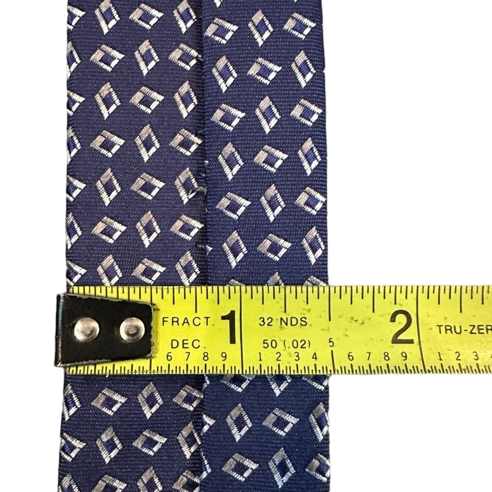 Lanvin  Paris Blue Gray Diamond Print Silk Tie Width 3inches - Picture 6 of 7